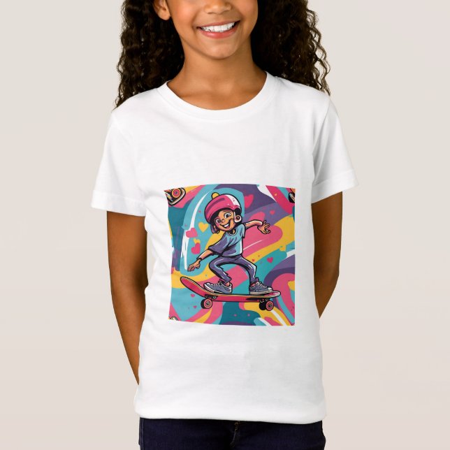 Kärlek om Hjul - Coola Skateboarding Heart Design  T Shirt (Framsida)