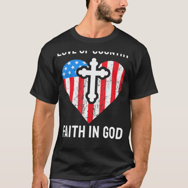 Kärlek om Land tro i Gud T Shirt (Framsida)