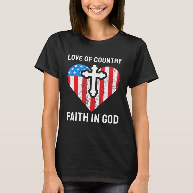 Kärlek om Land tro i Gud T Shirt (Framsida)