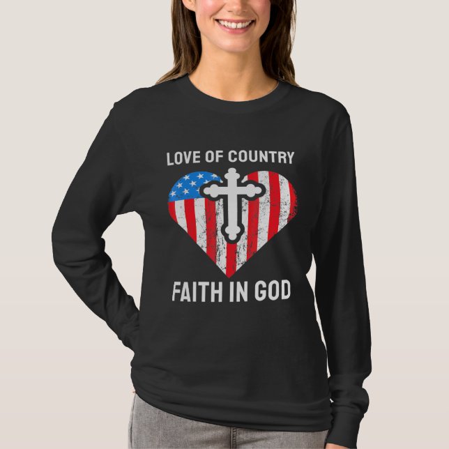 Kärlek om Land tro i Gud T Shirt (Framsida)