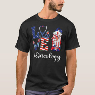 Kärlek Oncology Nurse Gnome American Flagga 4:e Ju T Shirt
