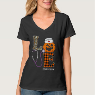 Kärlek Oncology Nurse Leopard Pumpkin Halloween Nu T Shirt