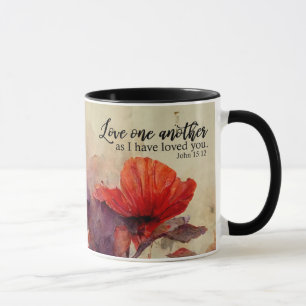 Kärlek One Two Bible Verse Red Lila Blommigt Mugg