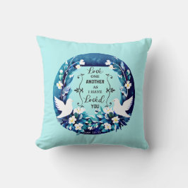 Kärlek One Two Blue and White Doves Kudde