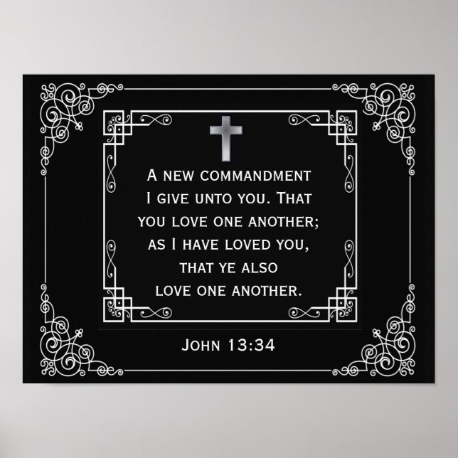 Kärlek One Two John 13:34 Poster (Framsidan)