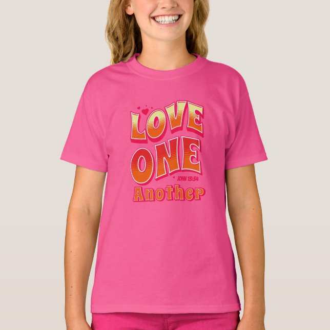 Kärlek One Two John 13:34 T Shirt (Framsida)