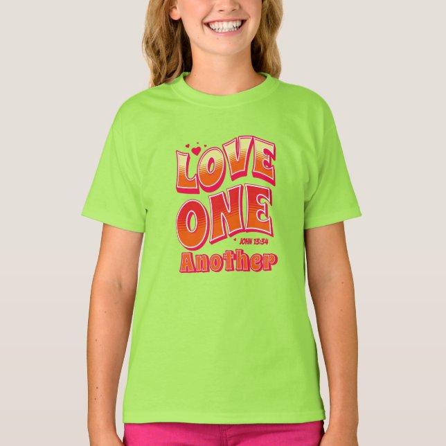 Kärlek One Two John 13:34 T Shirt (Framsida)