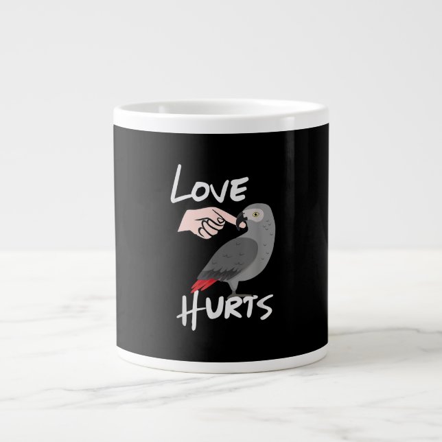Kärlek Ontr African Grått    ParrotValentines Day Jumbo Mugg (Framsidan)