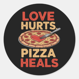 Kärlek Ontr Pizza Heals Funny Food Älskare Valenti Runt Klistermärke