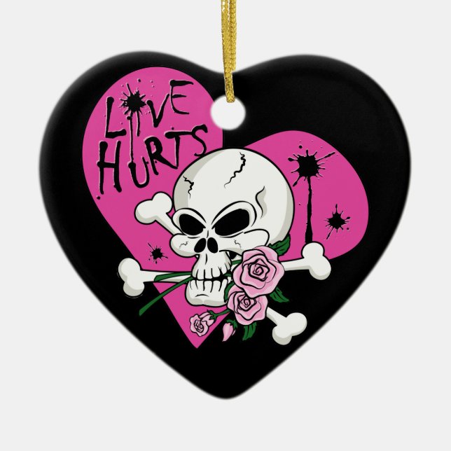 Kärlek Ontr Skull Julgransprydnad Keramik (Framsidan)