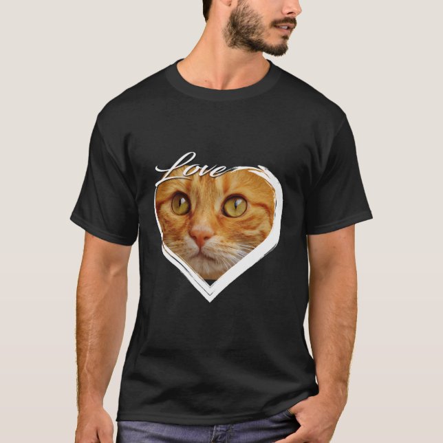 Kärlek Orange Tabby Kattunge Älskare T Shirt (Framsida)