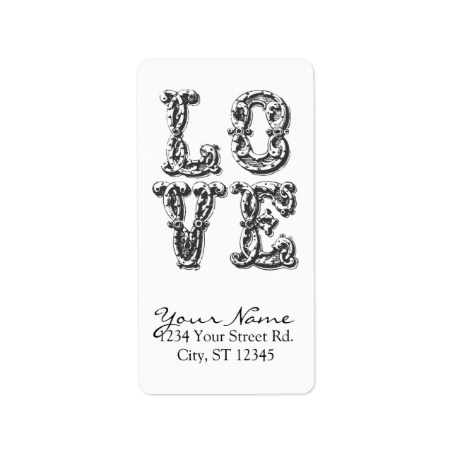 KÄRLEK Ord Art Adressetikett (Framsidan)