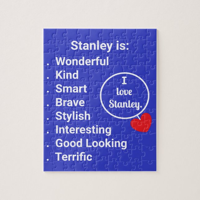 Kärlek & Ord - Blått med hjärta: Jigszawapussel Pussel (Vertikal)