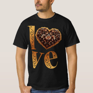 Kärlek ord med romantiskt filigree rosa hjärta t shirt