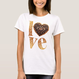 Kärlek ord med romantiskt filigree rosa hjärta t shirt