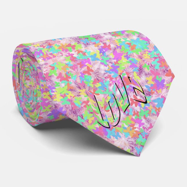 Kärlek Ord på pastel Butterflies, Neck Tie Slips (Rullad)