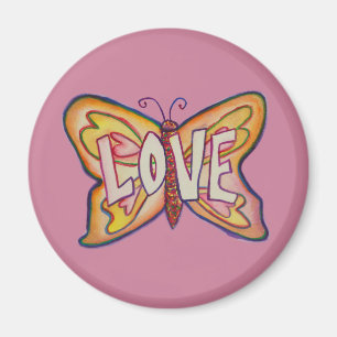 Kärlek Ord Rosa Butterfly Anpassningsbar Fridge Ma Magnet