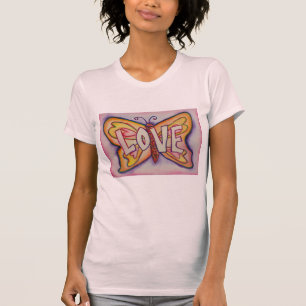 Kärlek Ord Rosa Butterfly Customized Art-Shirts T-shirt