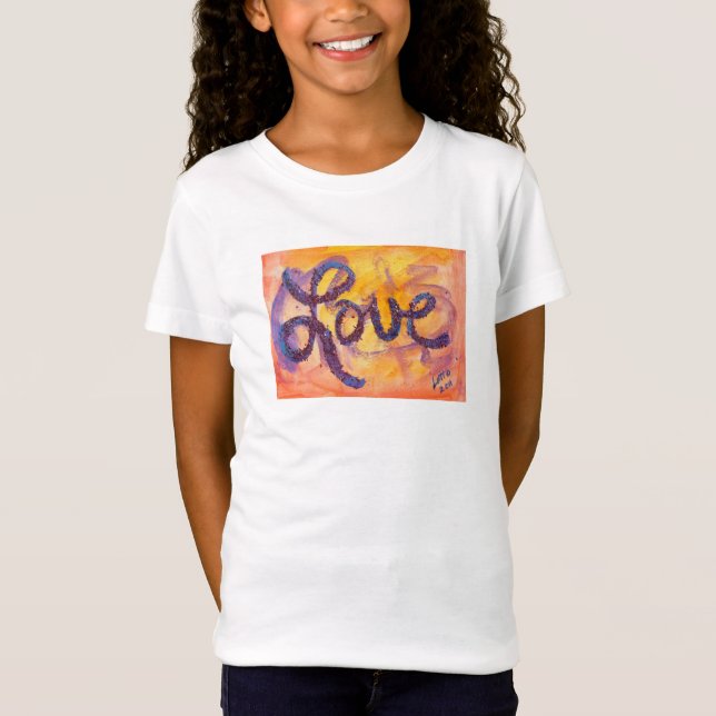 Kärlek Ord Sunset Golden Glow Glitter Art T-Shirts (Framsida)