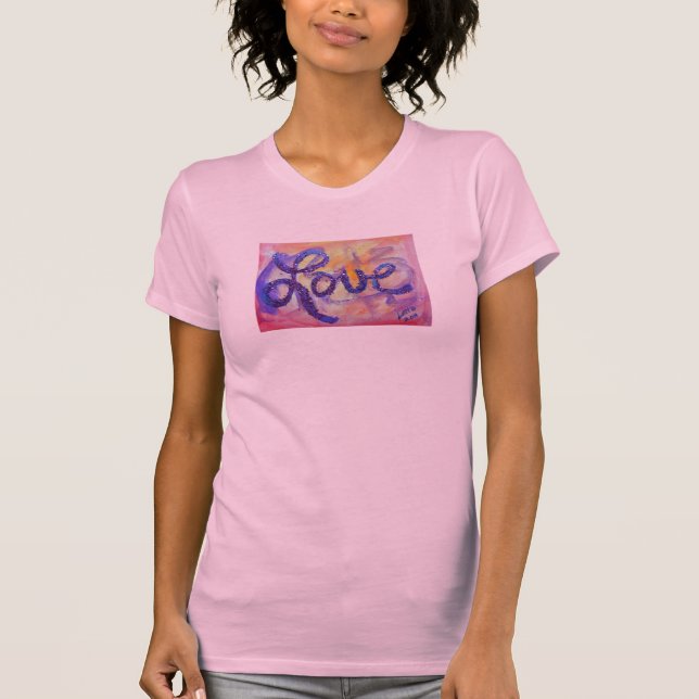 Kärlek Ord Sunset Twilight Glitter Art TShirts (Framsida)