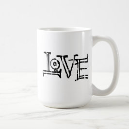 Kärlek ord typografi kaffemugg