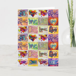 Kärlek Ord XOXO Art Greeting Card eller Note Card Kort