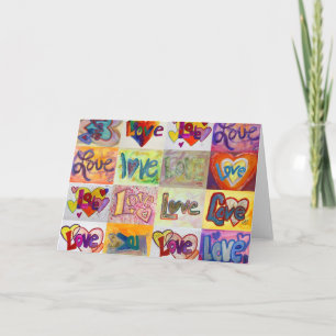 Kärlek Ord XOXO Art Greeting Card eller Note Card Kort