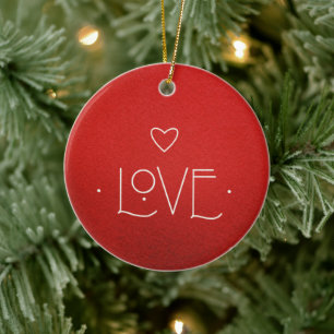 KÄRLEK Ornament, MED MEDDELANDE OM PERSONLIG PÅ BA Julgransprydnad Keramik