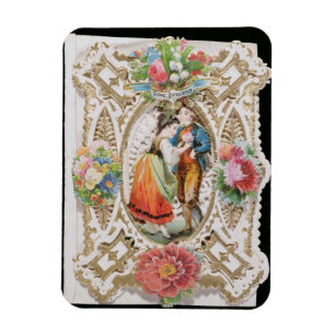 Kärlek, Oskuld, Valentinkort, 1870 (färg li) Magnet