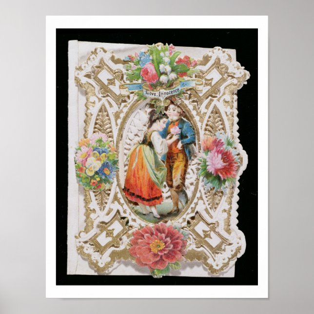 Kärlek, Oskuld, Valentinkort, 1870 (färg li) Poster (Framsidan)