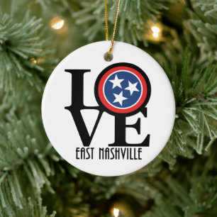KÄRLEK Öster Nashville Tennessee Julgransprydnad Keramik