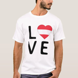 Kärlek - Österrike Flagga T Shirt