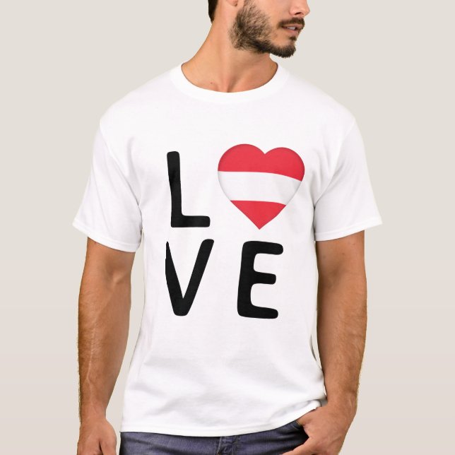 Kärlek - Österrike Flagga T Shirt (Framsida)