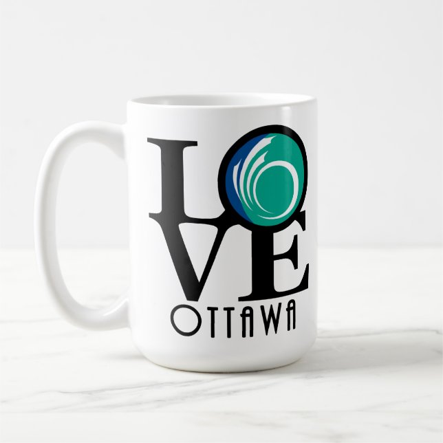 KÄRLEK Ottawa 15oz (flagga) Kaffemugg (Vänster)