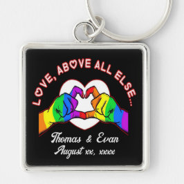 Kärlek över alla andra fyrkantig silverfärgad nyckelring