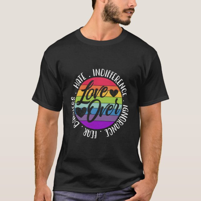 Kärlek över Hate Odifferens Ignorance Rädda Barrie T Shirt (Framsida)