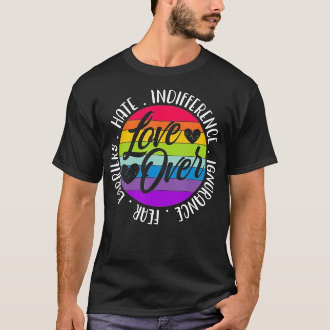 Kärlek över Hate Odifferens Ignorance Rädda Barrie T Shirt (Framsida)