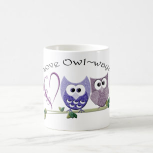 Kärlek Owl~ways, gulliga ugglakonstgåvor Kaffemugg