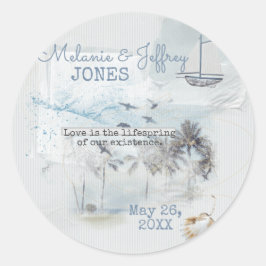 Kärlek på en beach runt klistermärke