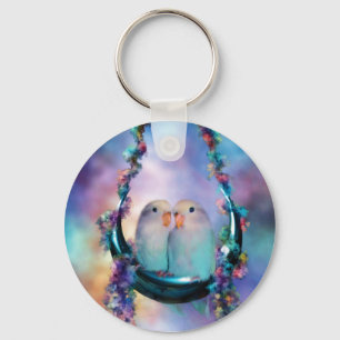 Kärlek på en månegungakonst Keychain Nyckelring