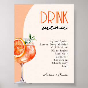 Kärlek på First Spritz Bröllop Drinks Menu Poster