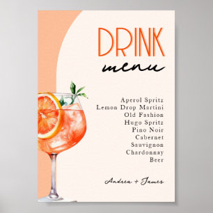 Kärlek på First Spritz Bröllop Drinks Menu Poster