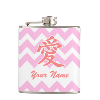 Kärlek på japanska med Rosa Chevron Mönster Fickplunta