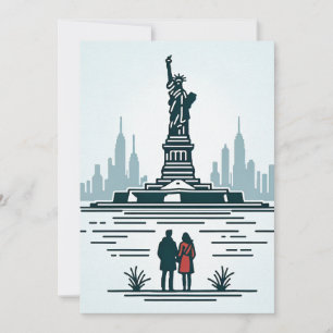 Kärlek på Liberty Island. Omfamna New Yorks kärlek Julkort