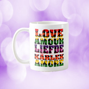 Kärlek på många språk Mörken Regnbåge Kaffemugg