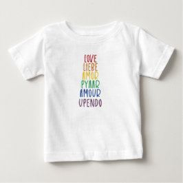 Kärlek på många språk Regnbåge Pride Baby T-Shirt