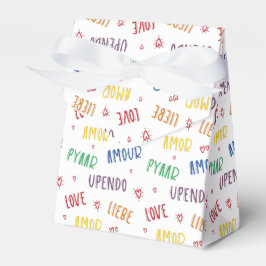Kärlek på många språk regnbågsstolthet Favor Box Presentaskar