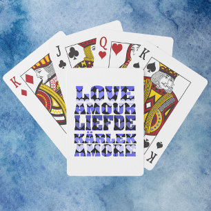 Kärlek på olika språk Hearts Blue Casinokort