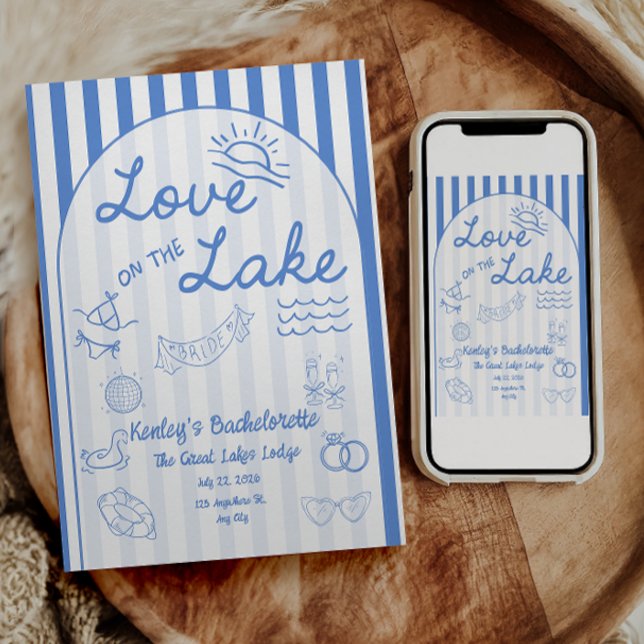Kärlek på sjön möhippa inbjudan (Love on the lake bachelorette party invitation)
