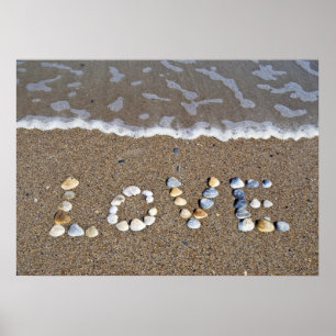 Kärlek på strandtrycket poster